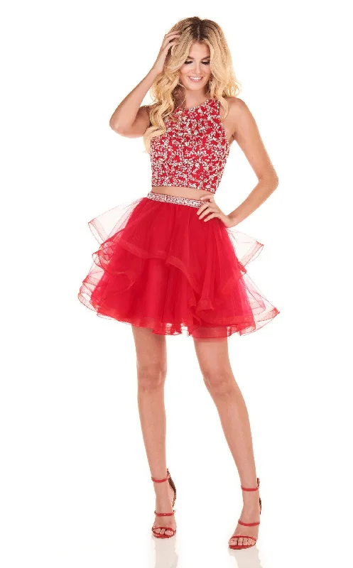Rachel Allan Homecoming 4012 - Beaded Two Piece Tiered A-Line Dress