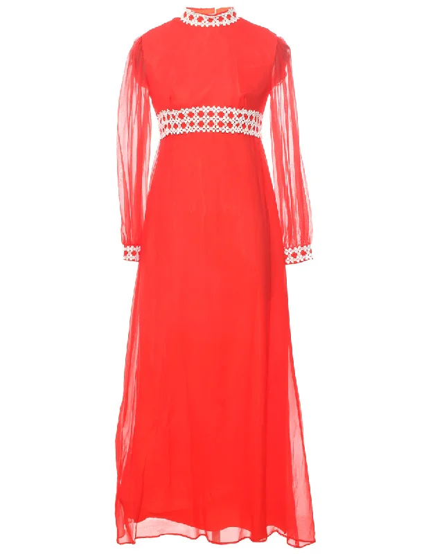 Red Maxi Dress - XS Cozy Open-Back Maxi Dress