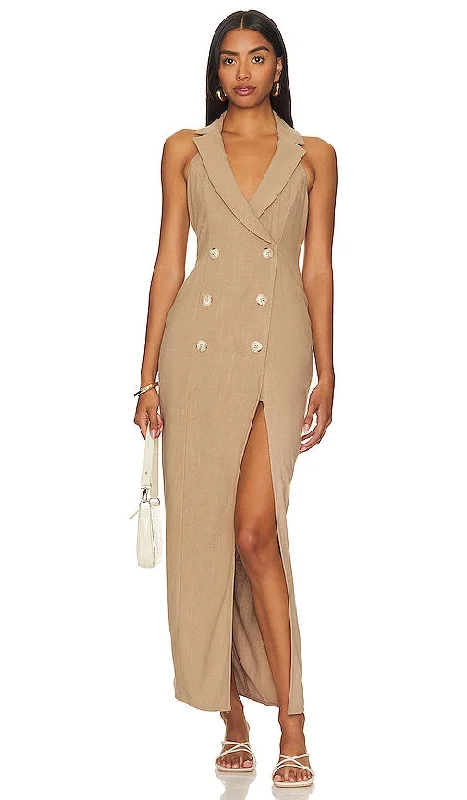 RUMER Arden Blazer Dress in Tan