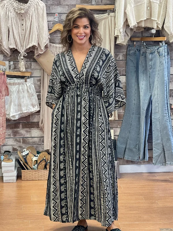 Sam Printed Maxi Dress Fashionable Button-Down Maxi Dress