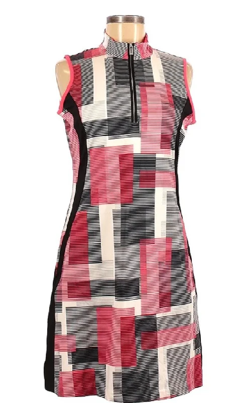 Tail Geometric Dress in Black, White & Red Size L  MSP $89