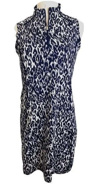 Tail White Label Navy & White Leopard Print Dress Size M