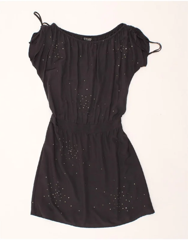 WAREHOUSE Womens Oversized A-Line Dress UK 10 Small  Navy Blue Spotted