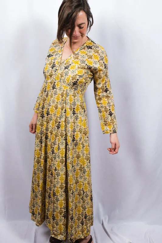 Wood-Block Printed Maxi Dress Cozy Wrap Maxi Dress