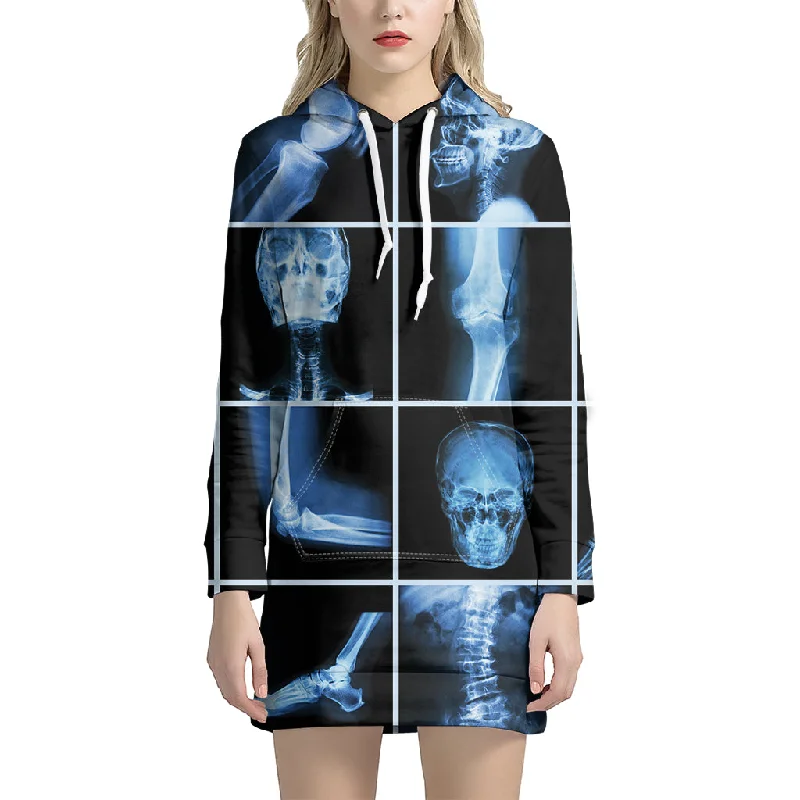 X-Ray Film Radiology Print Pullover Hoodie Dress