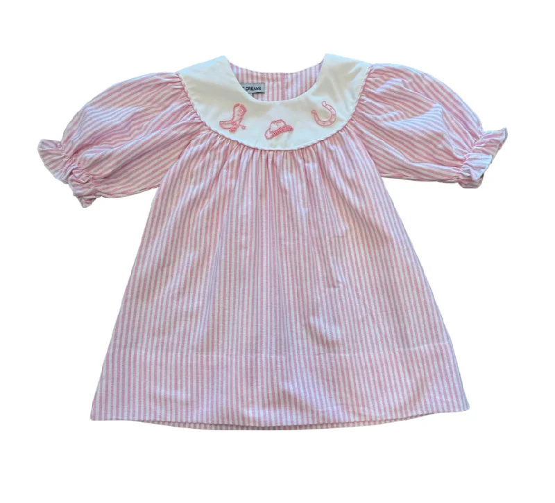 Yee-Haw Cowgirl Pink Stripe Dress