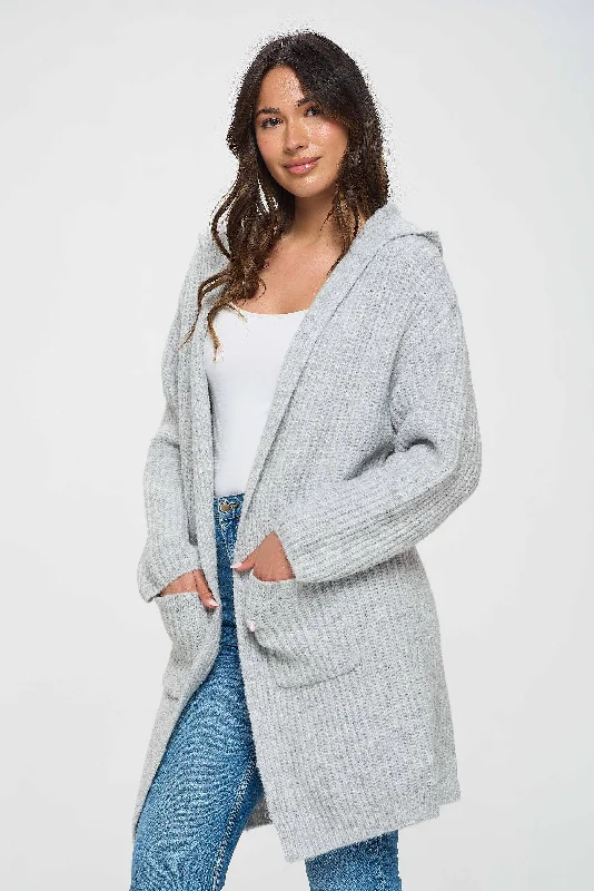 Stylish Light Gray Long Shrug Design Hoodie Pullover Hoodie with Color Block Contrast Stylish