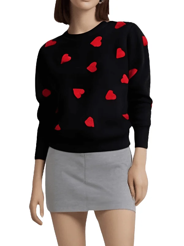 3-D Heart Sweaters For Women Turtle Neck Boat Neck Asymmetrical Neck