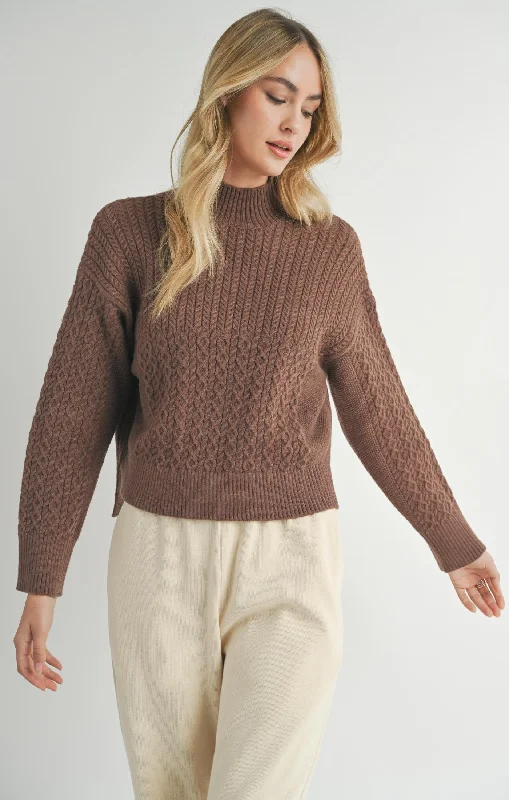 Sadie And Sage Liss Turtleneck Sweater Brown Anti-Pilling Anti-Shrink Durable