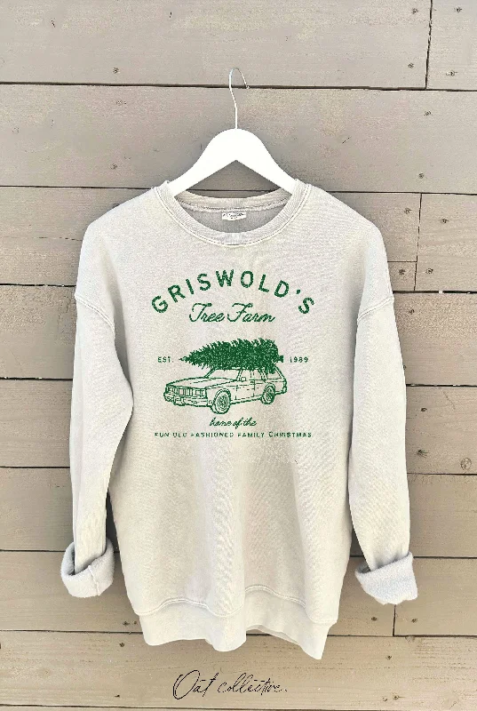 Griswold's Tree Farm Mineral Graphic Sweatshirt Hoodie with Mock Neck Collared Structured