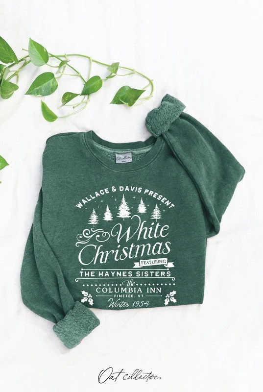 White Christmas Mineral Graphic Sweatshirt Hoodie with Fur Luxurious Winter