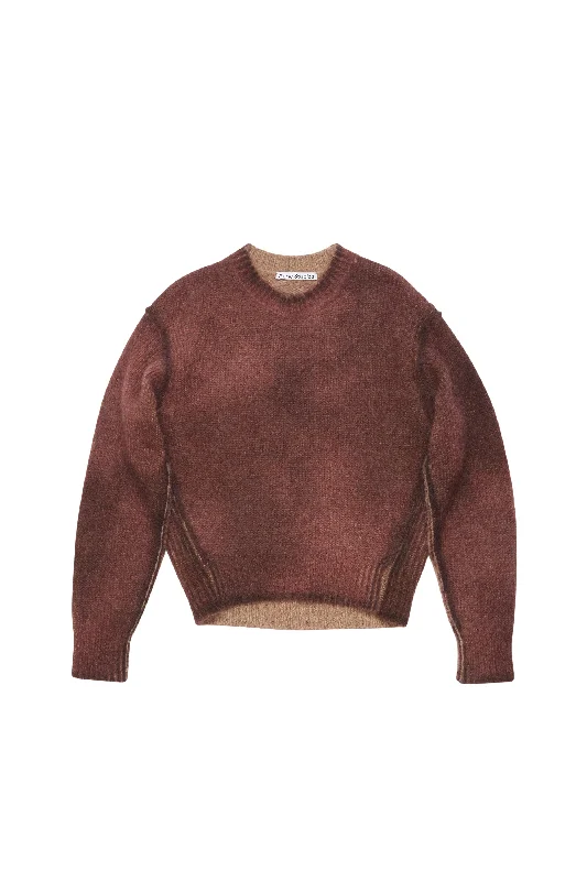 Acne Studios Sprayed Knit Jumper (Rusty Red) Silk Blend Satin Velvet