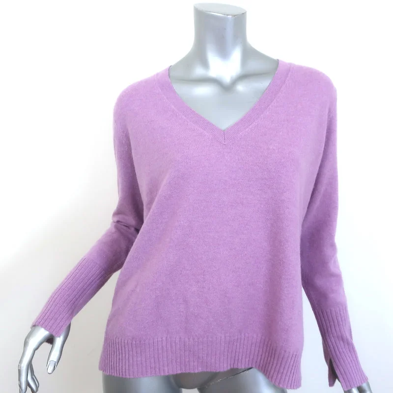 Allude Cashmere V-Neck Sweater Lilac Size Small Front Pockets Side Pockets Patch Pockets