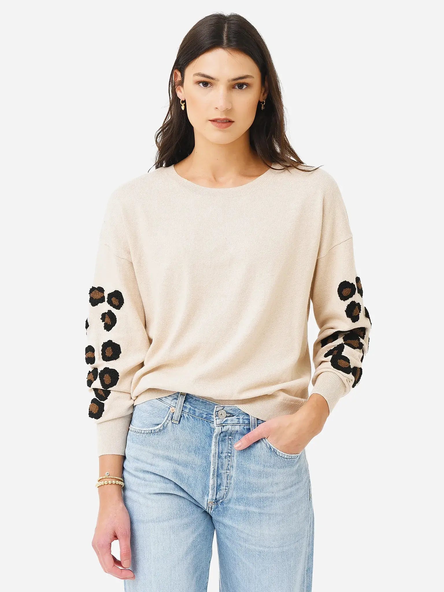 J Society - Animal Print sweater in wicker Cashmere Blend Cotton Blend Poly Blend