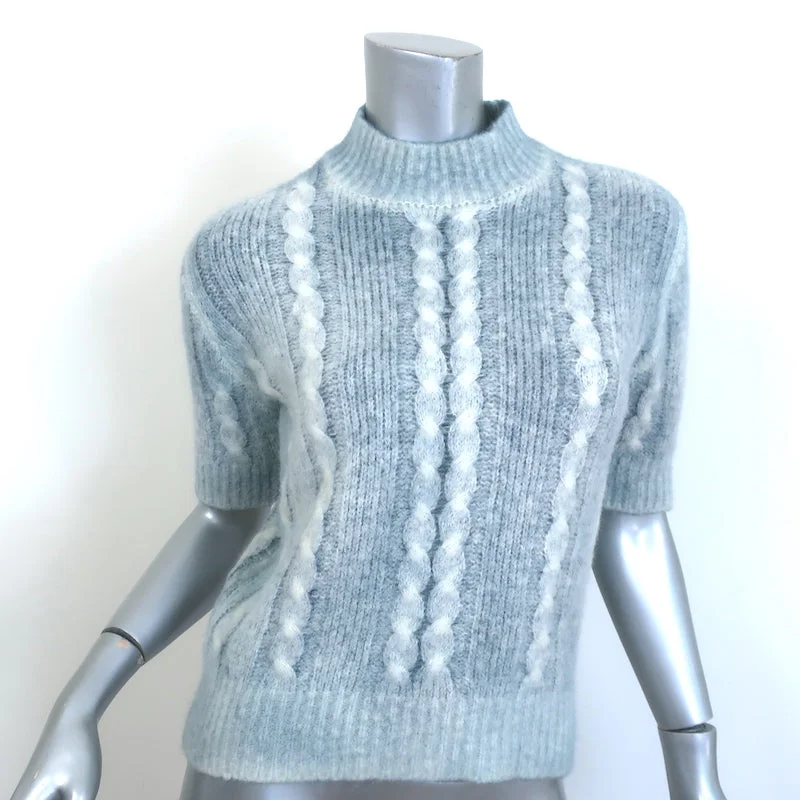 Avant Toi Cable Knit Short Sleeve Sweater Light Blue Alpaca-Blend Size Small Satin Fabric Silk Fabric Chiffon Fabric