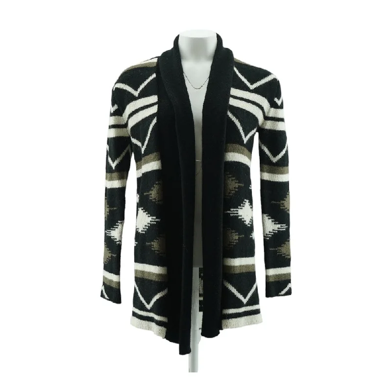 Black Ikat Cardigan Sweater Bright Pastel Dark