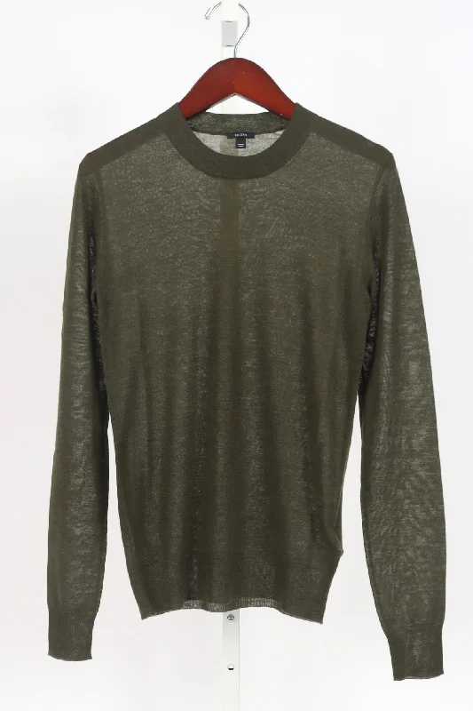 Cashair Round Neck Jumper - Hass Avocado Chenille Blend Fleece Blend Nylon Blend