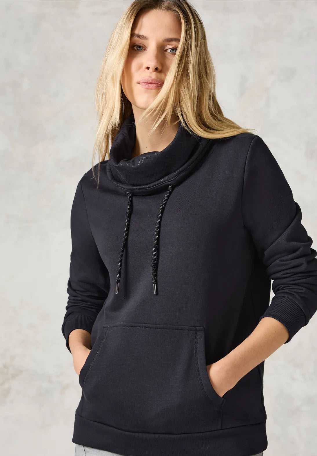 Cecil Print Cowl neck sweatshirt 302958 Hoodie with Side Slits Relaxed Casual