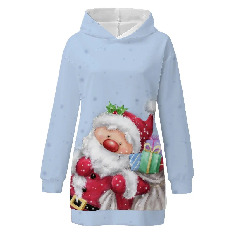 Christmas Print Hoodie Digital Printing Hoodie with Reflective Safety Nightwear