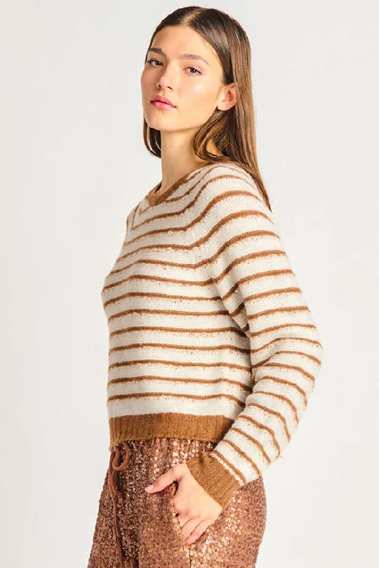 DEX Striped Sequin Sweater Neon Metallic Matte