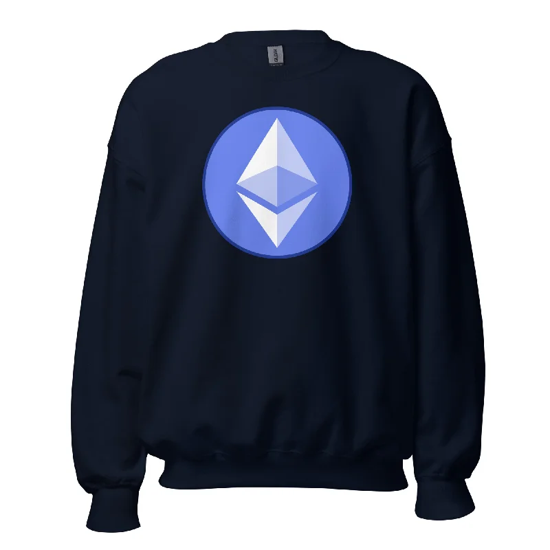 ETH Ethereum Round Logo Cryptocurrency Symbol Sweatshirt Long Sleeve Pullover Hoodie with Zipper Versatile Modern