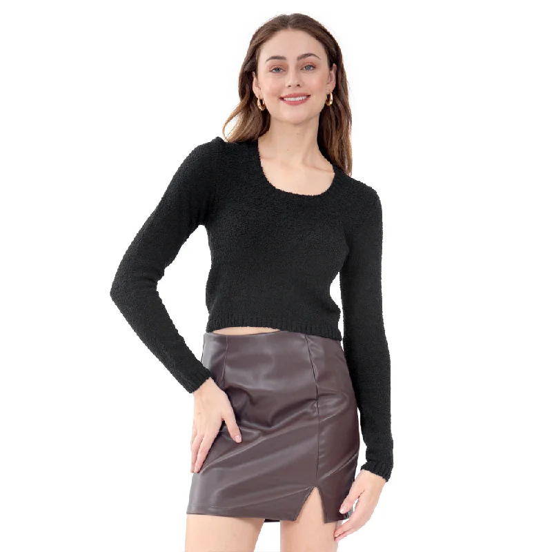 SWEATER PARA MUJER CROP ROUND NECK WITH COZZY KNIT FOREVER 21 Elegant Classic Vintage