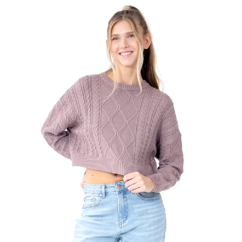 SWEATER PARA MUJER CROP ROUND NECK BRAIDED KNIT FOREVER 21 Slim Fit Regular Fit Oversized