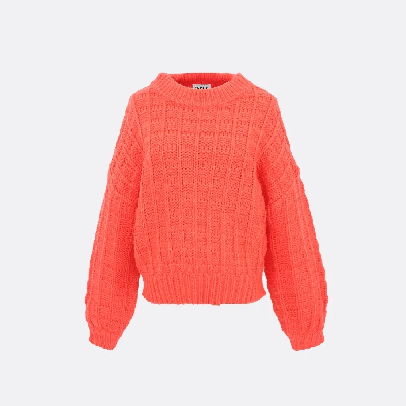 Chjara Orange Sweater Turtle Neck Boat Neck Asymmetrical Neck