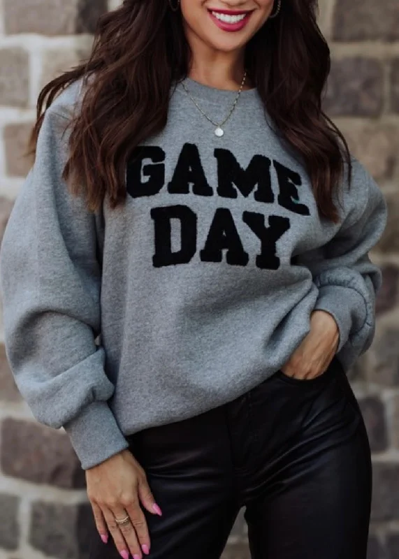 Game Day Sweatshirt Hoodie with Metallic Shiny Futuristic