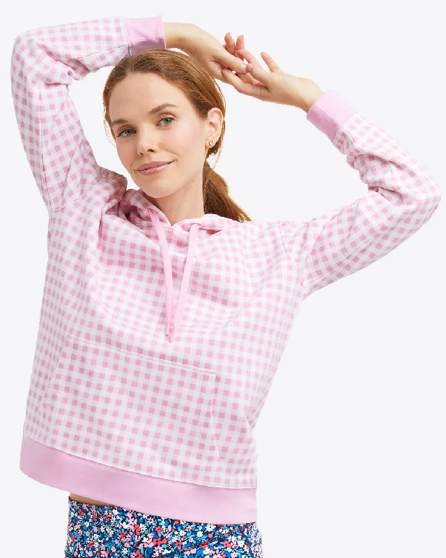 Hoodie in Pink Gingham Hoodie with Toggle Buttons Decorative Unique