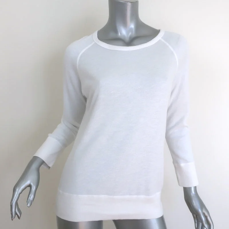 James Perse Vintage Fleece Raglan Sweatshirt White Size 1 Hoodie with Longline Fit Extended Stylish