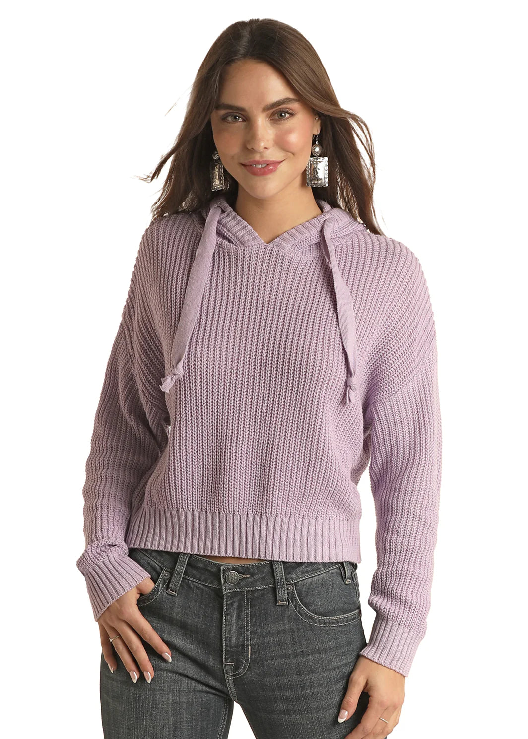 Lavender Sweater Hoodie Hoodie with Hem Elastic Stretchable Comfortable