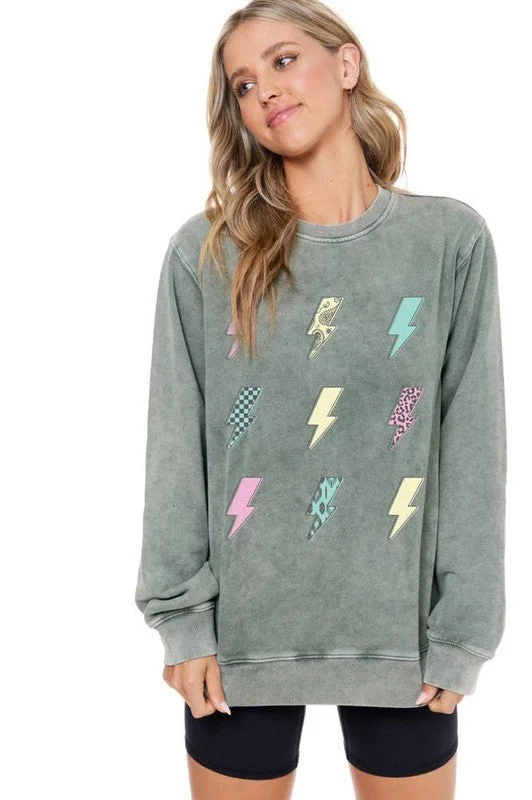 Lightning Bolt Sweatshirt Hoodie Crop Top Short Trendy