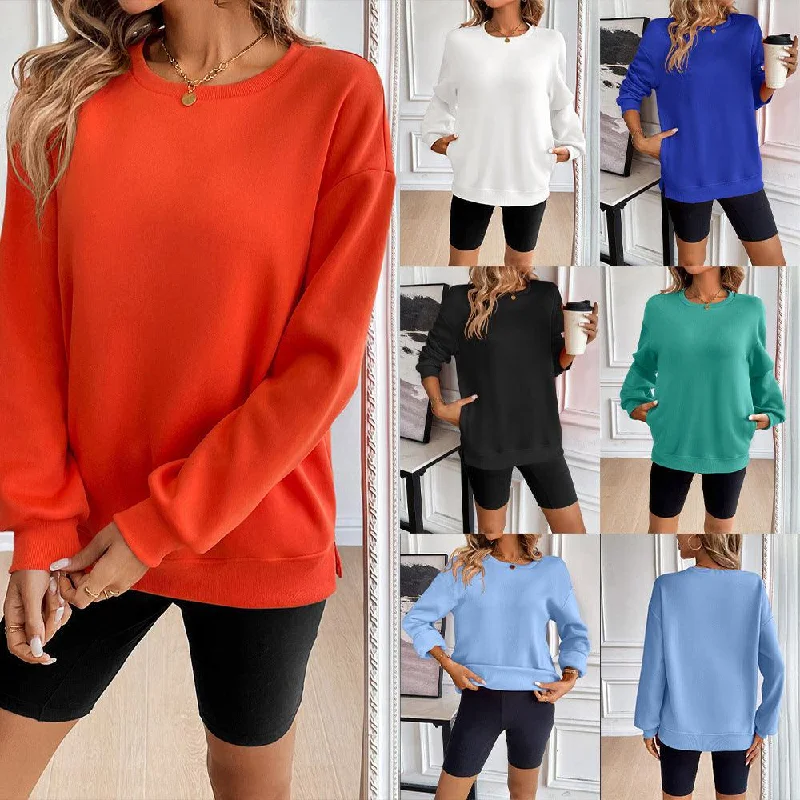 Loose Long Sleeve Casual Sweatshirt for Women – Cozy Stylish and Perfect for Every Day Hoodie with Button Placket Classic Preppy