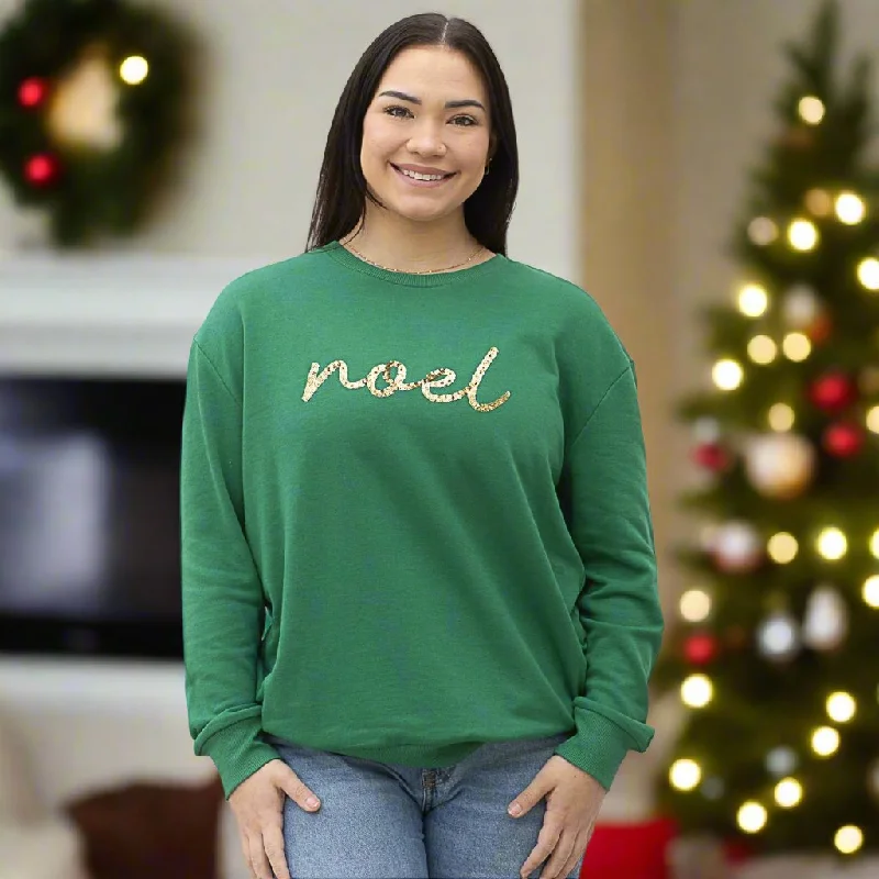 Noel Script Sequin Sweatshirt Hoodie with Longline Fit Extended Stylish