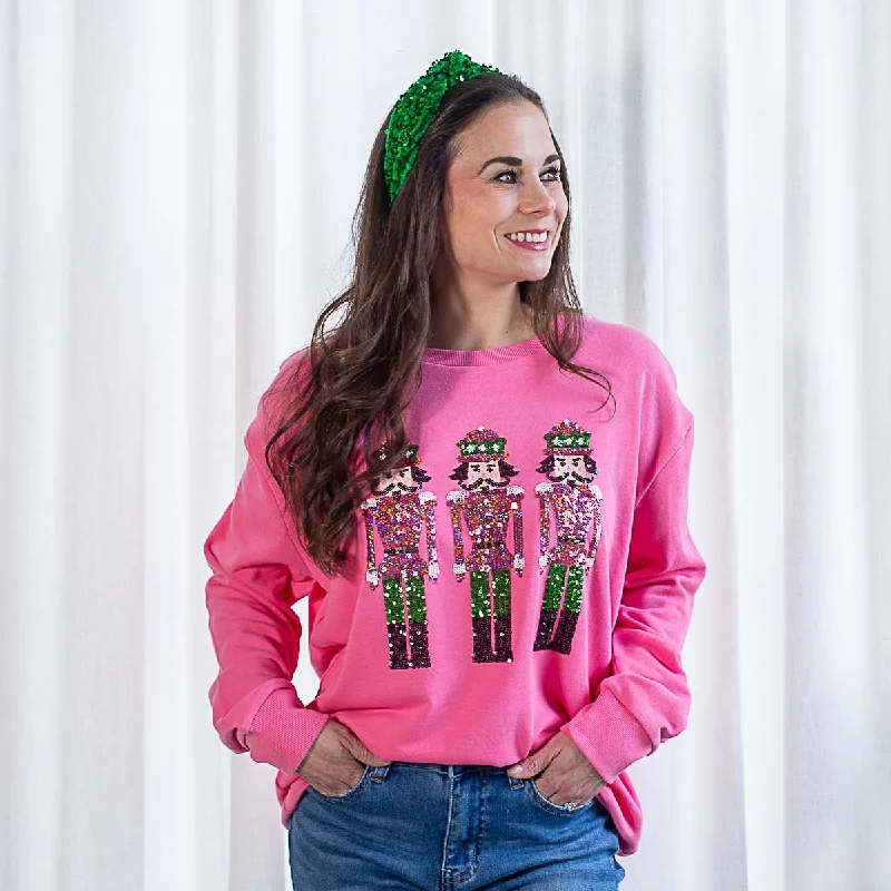 Nutcracker March Sequin Sweatshirt Hoodie with Hood Adjustable Protection