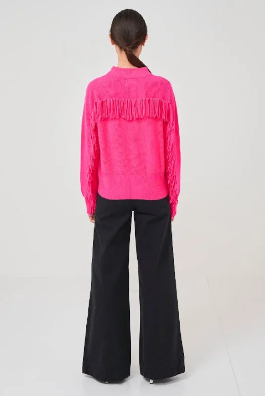 Sophia Fringe Cashmere Sweater Tailored Straight A-Line