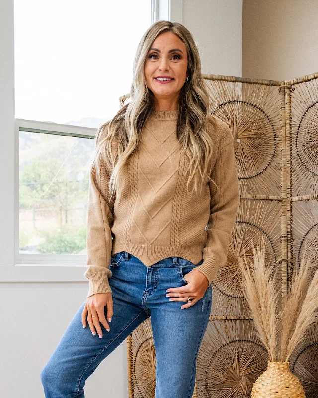 Kimmy Cable Knit Sweater - Mocha Terry Blend Velvet Blend Canvas Blend