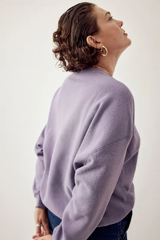 Otto Sweatshirt Purple Hoodie with Hem Embroidery Detailed Premium