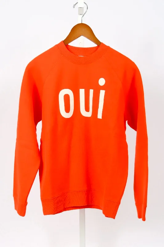 Oui Sweatshirt - Blood Orange w/ Cream Oui Hoodie with V-Neck Classic Versatile