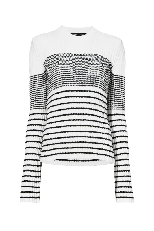 Proenza Schouler Boucle Mini Stripe Jumper - Off White Multi Mesh Fabric Canvas Fabric Denim Fabric