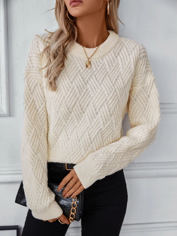 Long Sleeve Woven Sweater in 2 Colors Toggled Drawstring Belted