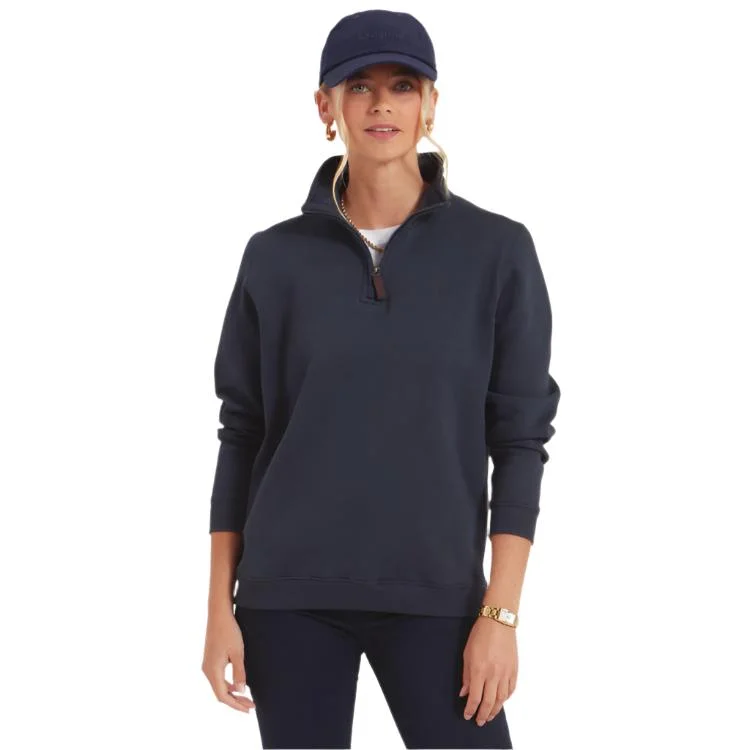 Schoffel Ladies Sennen Cove 1/4 Zip Sweatshirt - Navy Hoodie with Zipper Placket Modern Functional