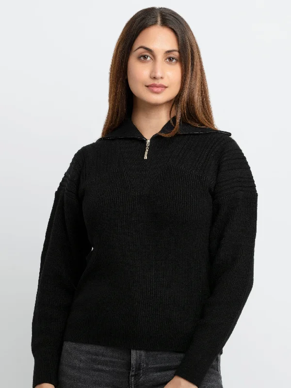 Womens Solid High Neck Sweater Thin Thick Dense