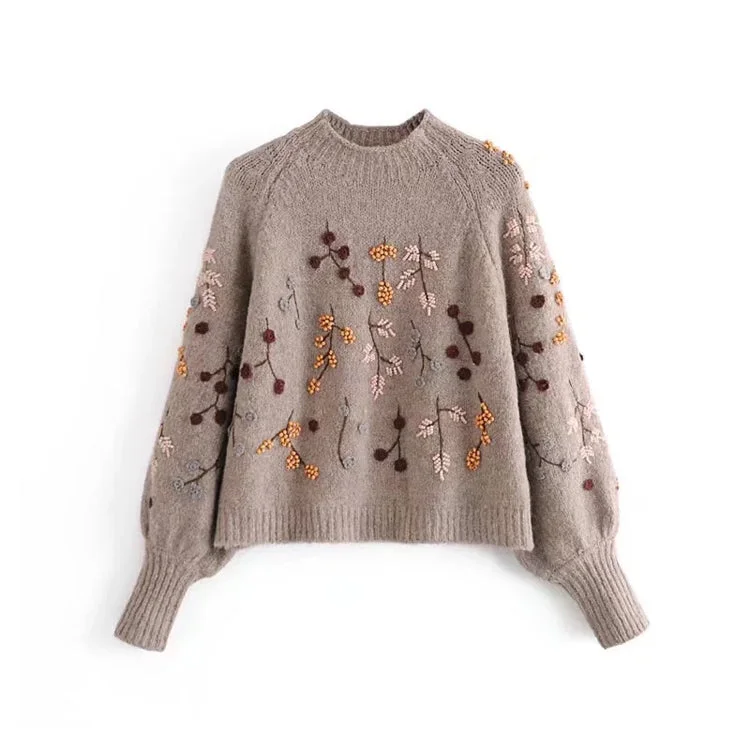 Stitched Beaded embroidered sweater Pullover Sweater  7740 Sweater Knitwear Pullover