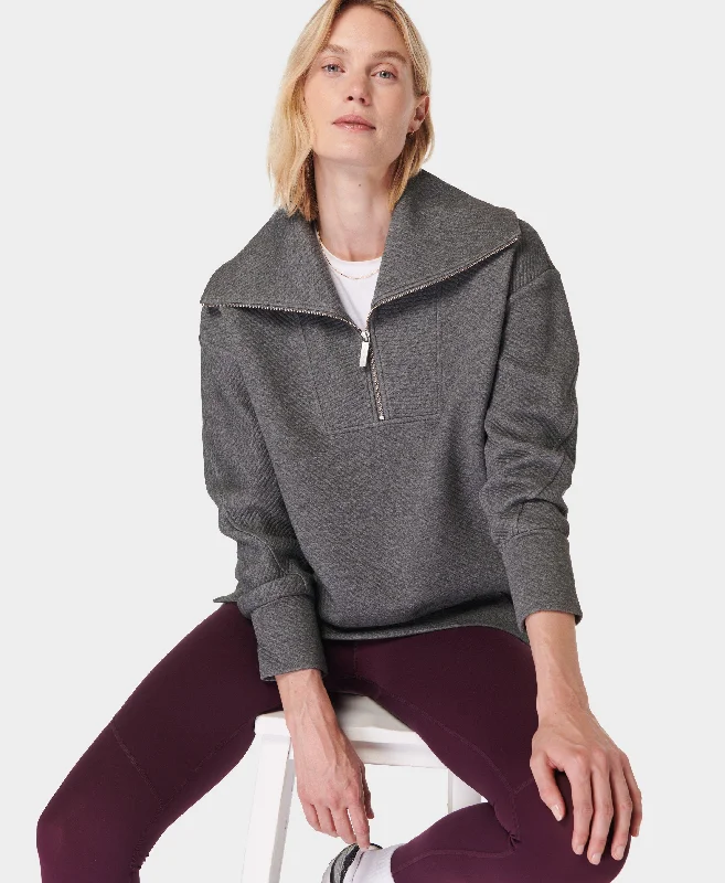 Radiant Half Zip Sweatshirt Sb9938b Charcoal-Grey-Marl Hoodie with Pastel Soft Subtle