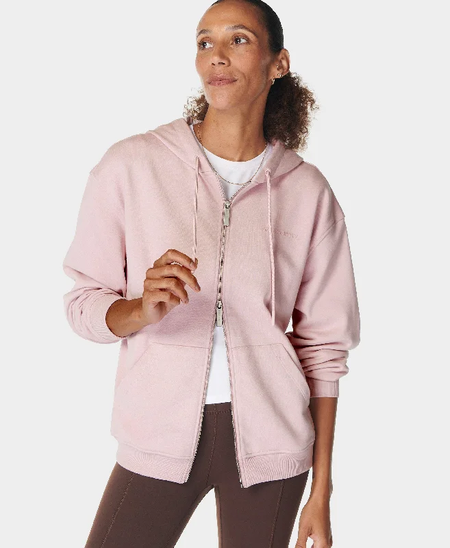 Revive Zip Through Hoody Sb9914 Pirouette-Pink Hoodie with Embroidery Detailed Premium