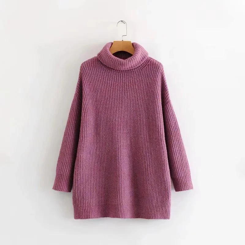 Turtleneck sweater women European style loose knit sweater Hooded Caped Shawl Collar