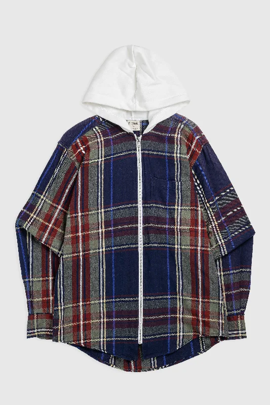 Unisex Rework Hooded Flannel - S Hoodie Sweatshirt Pullover