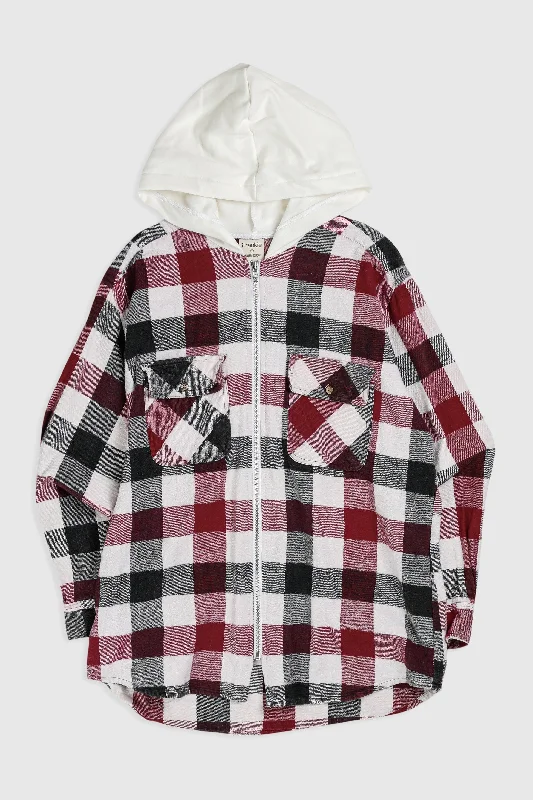 Unisex Rework Hooded Flannel - S Hoodie with Cropped Fit Short Trendy